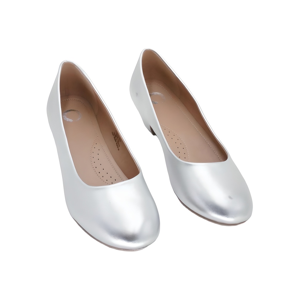 Journee Collection Womens Silver Slip On Round Toe Pump Heel Size 12M